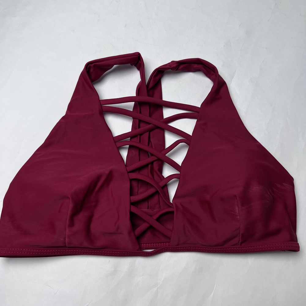 Cupshe Deep-V Criss-Cross Bikini Top Red w/ Pads *MATCHING BOTTOMS*